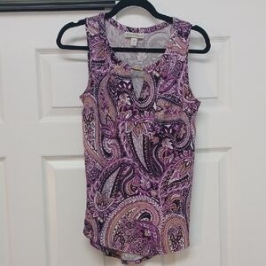 Dana Buchman Purple Paisley Sleeveless Blouse